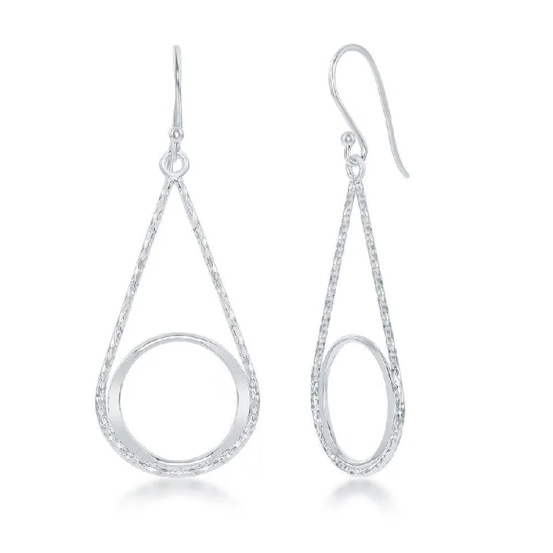 Casual Drop Earrings-Sterling Silver Diamond Cut Pear Shaped Earrings