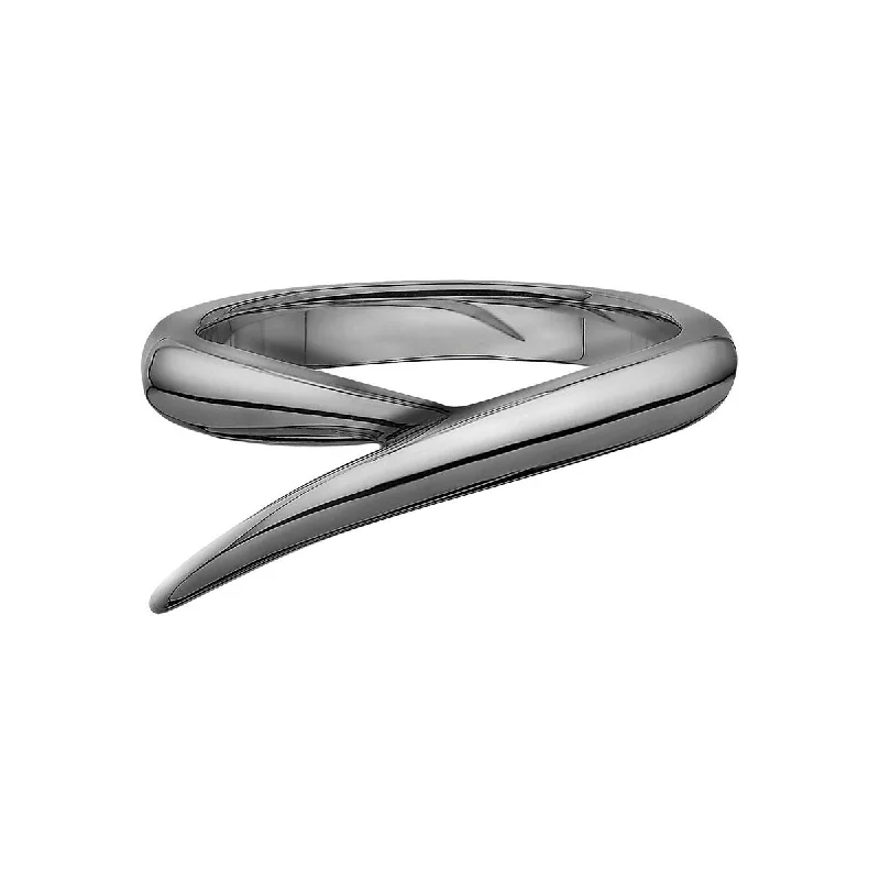 Classic Gold Band Ring-Interlocking Single Ring - 18ct Black Rhodium Gold