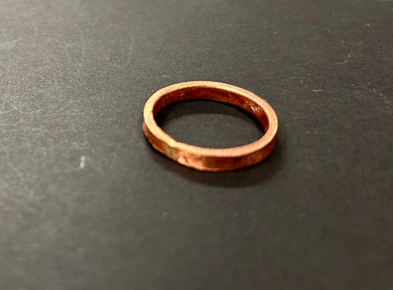 Custom Engagement Ring Set-Thin flat copper ring