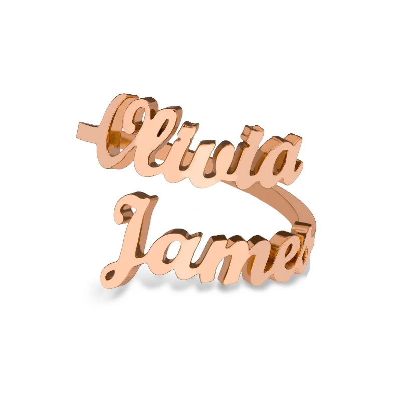 Personal Wedding Band Ring-Two names ring rose gold