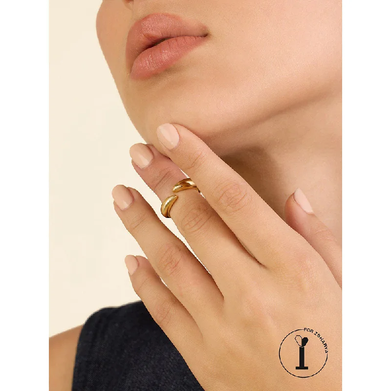 Custom Stone Ring-Isharya Gold Bubble Ring In 18Kt Gold Plated