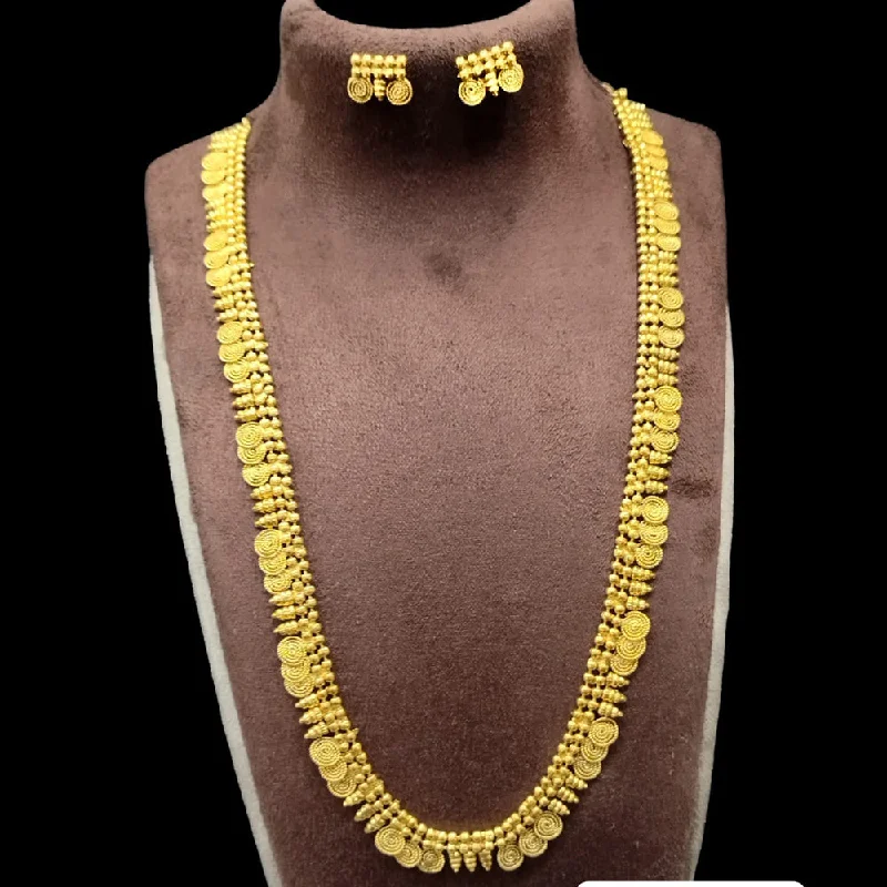 Double Pendant Necklace-Palak Art Gold Plated Long Necklace Set