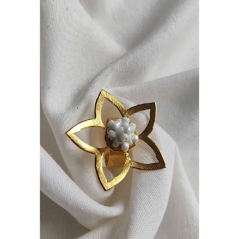 Custom Engagement Ring Set-Aarjavee Gold Flower Frame Ring