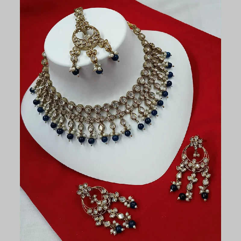 Layered Pendant Necklace-Padmawati Bangles Gold Plated Polki Kundan Stone And Pearls Necklace Set