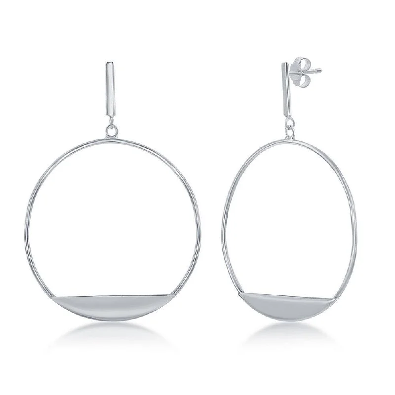 Wedding Party Earrings-Sterling Silver Bar with Designed Hoop Earrings