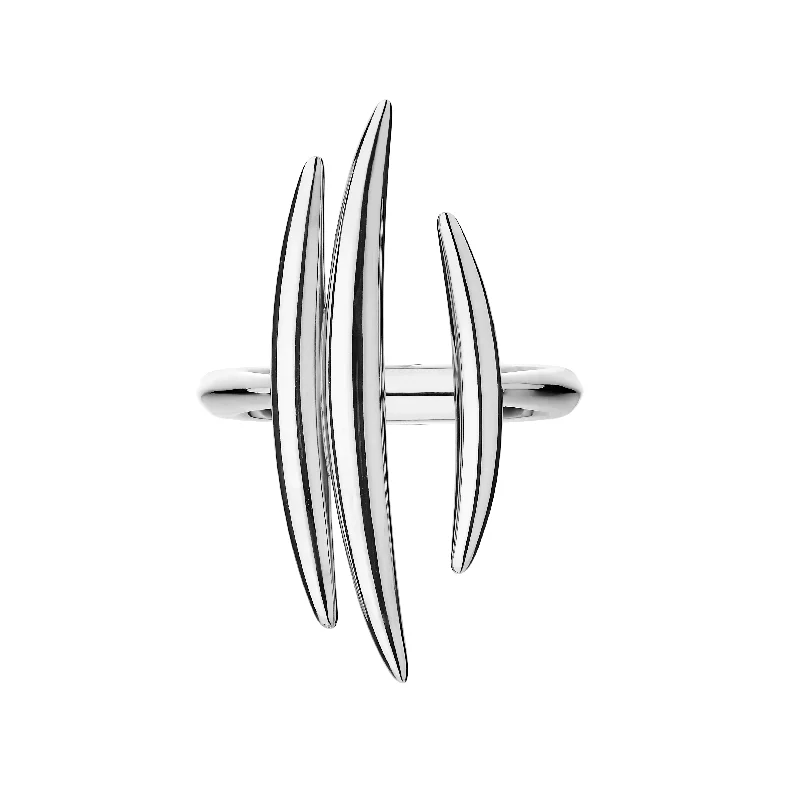 Simple Silver Ring-Quill Triple Bar Ring - Silver