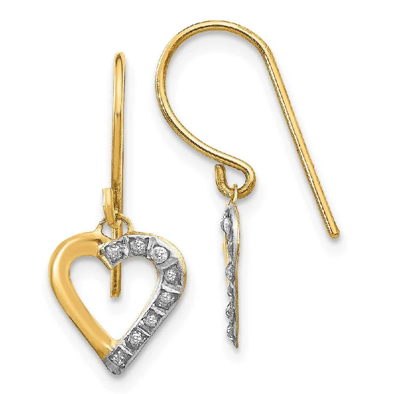 Gold and Diamond Earrings-14k Diamond Fascination Heart Earrings