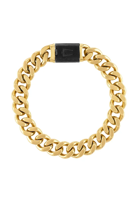 Gold Cuff Bracelets with Diamonds-Bulova Men's Bracelet