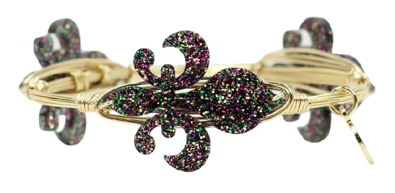 Traditional Wedding Bangles-The Fleur De Lis Bangle Bracelet - Glitter