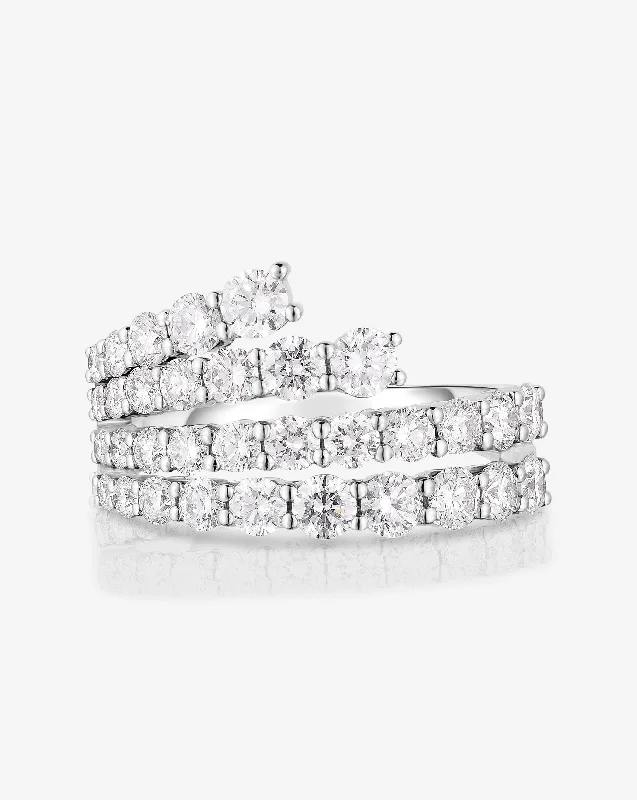 Classic Wedding Ring Set-Fanned Diamond Statement Ring