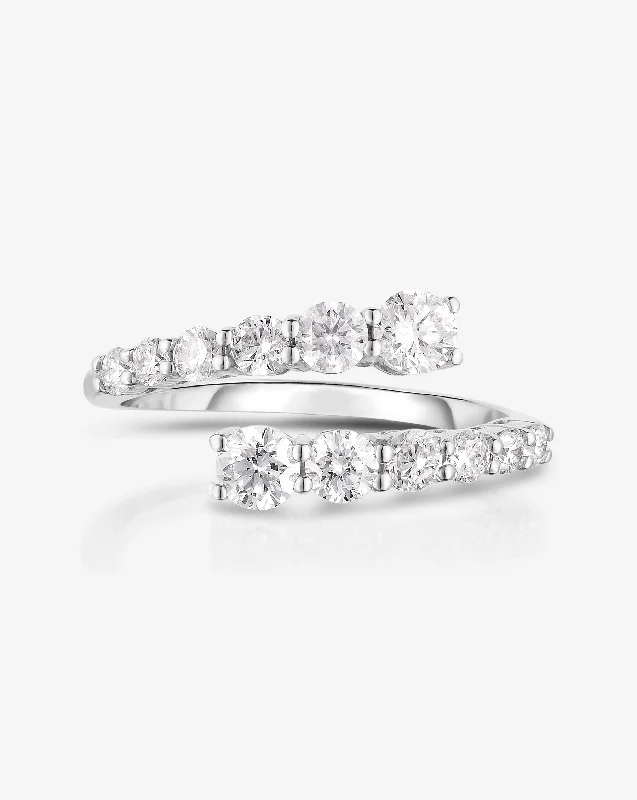 Silver Wedding Ring-Graduated Diamond Wrap Ring