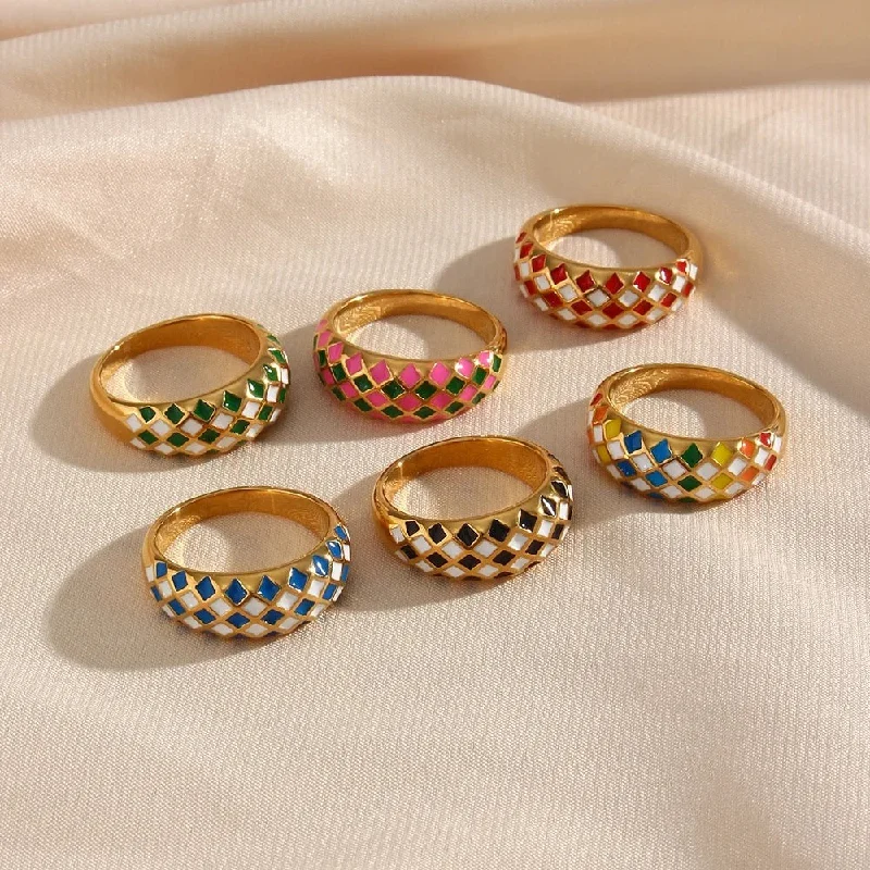 Women's Diamond Ring-Vintage Checker