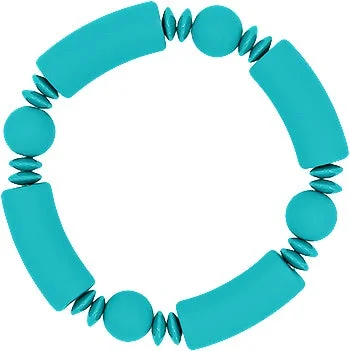 Handcrafted Beaded Bracelets-Allie Tube & Ball Bracelet Teal