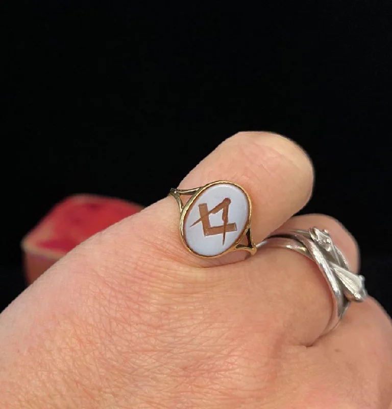 Men's Statement Ring-Victorian Sardonyx Masonic Signet Ring