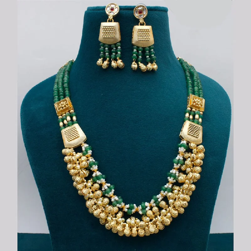 Elegant Pearl Drop Necklace-Kavita Art Gold Plated Pearls And Beads Necklace Set