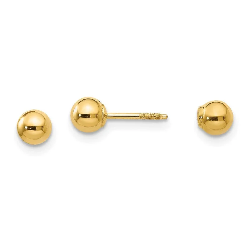 Gold Diamond Stud Earrings-Madi K Kid's 14k  Polished Reversible 4mm Ball Earrings