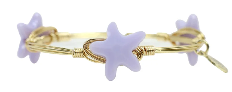 Wedding Bangle Set for Bridesmaids-Starfish Bangle Bracelet - Lavender