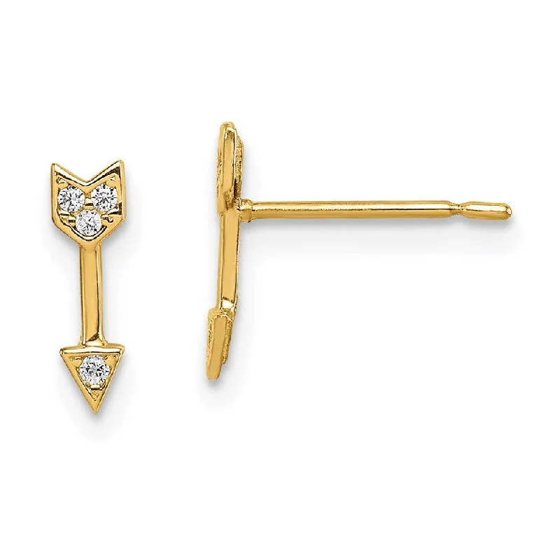 Rose Gold Chain Earrings-Madi K Kid's 14k  CZ Arrow Post Earrings