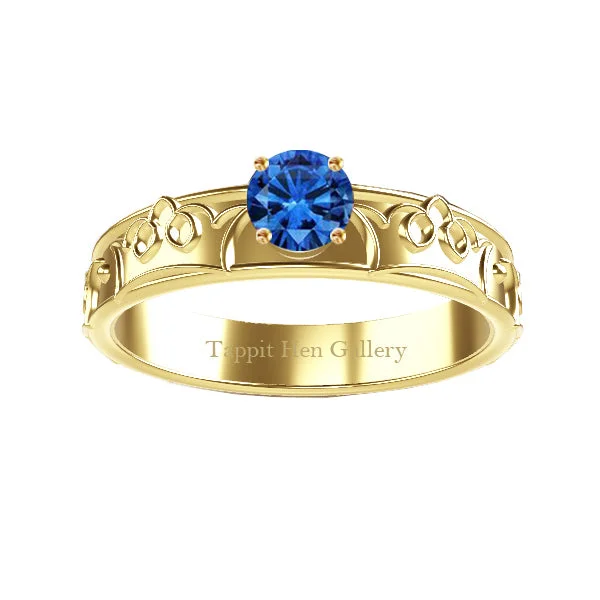 Sterling Silver Ring-ROYAL EDINBURGH LUCKENBOOTH SAPPHIRE ENGAGEMENT RING IN 9CT YELLOW GOLD