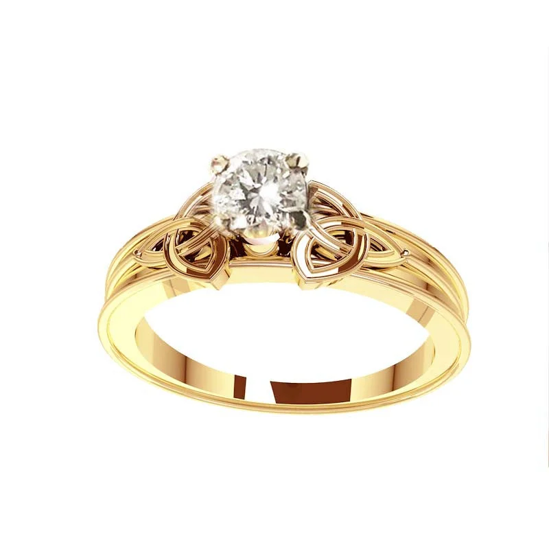 Classic Gold Ring with Diamonds-Trinity Knot Gold Diamond Engagement Ring