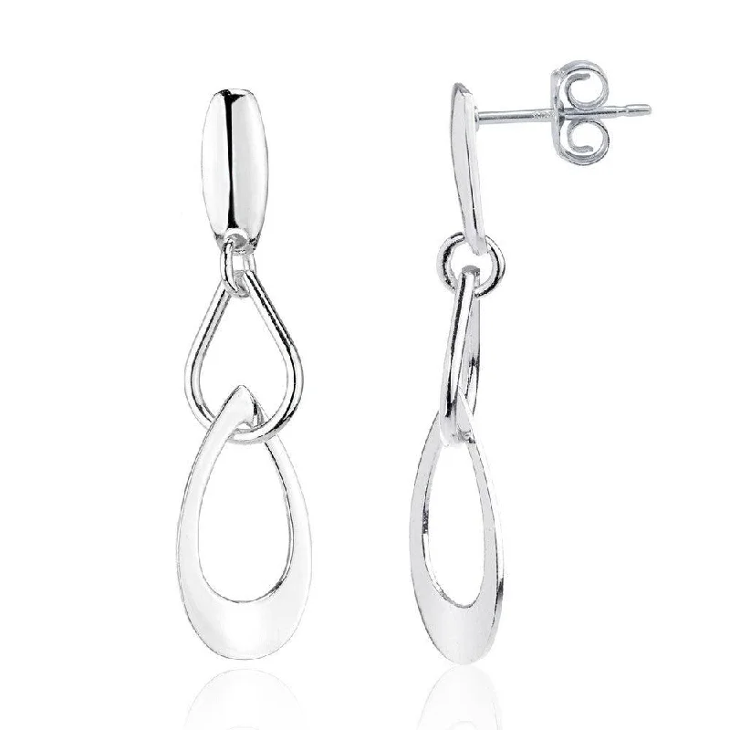 Fashionable Ear Cuffs-Sterling Silver Multi Tear Shape Earrings