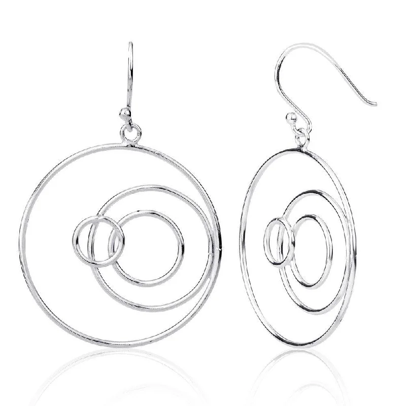 Unique Boho Earrings-Sterling Silver Multi Open Circles Earrings