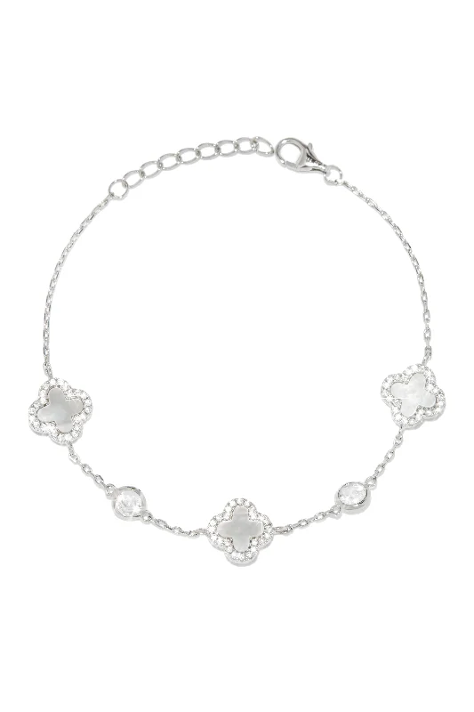 Custom Charm Bracelets-Golden Paradise Sterling Silver Clover Bracelet - Silver