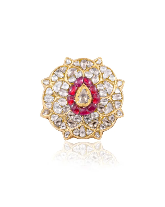 Stylish Gemstone Wedding Ring-Martha Polki Rings