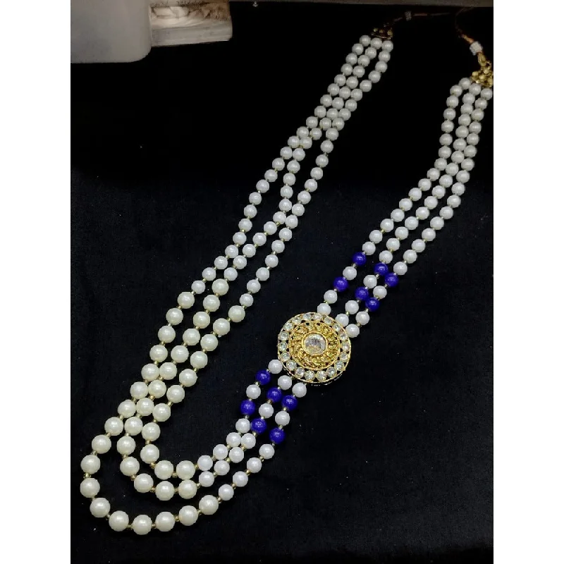 Gold Necklace with Gemstones-Akruti Collection Pearl Long Necklace