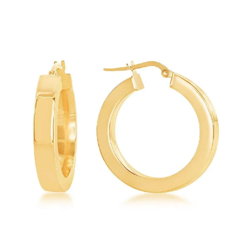 Oval Shaped Earrings-Sterling Silver Gold Plated Gold Plated Square Hoop Earrings