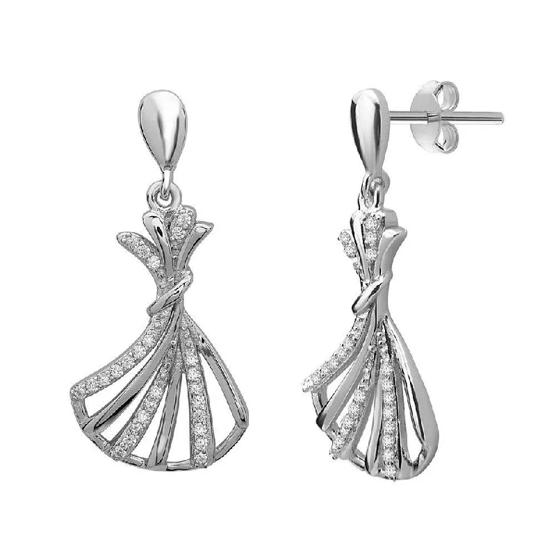 Bohemian Style Earrings-Sterling Silver CZ Dangling Earrings