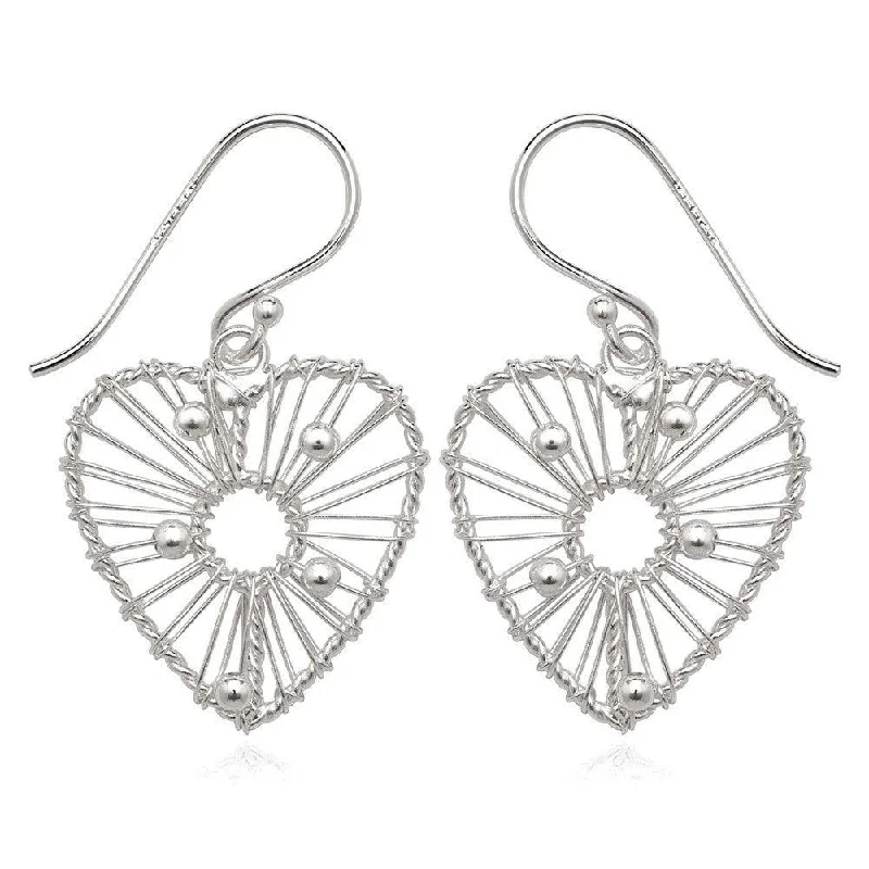 Party Statement Earrings-Sterling Silver Wired Heart Earrings