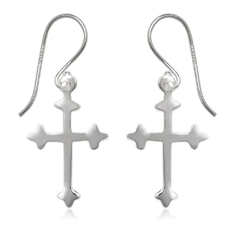 Elegant Leaf Earrings-Sterling Silver Flat Cross Earrings