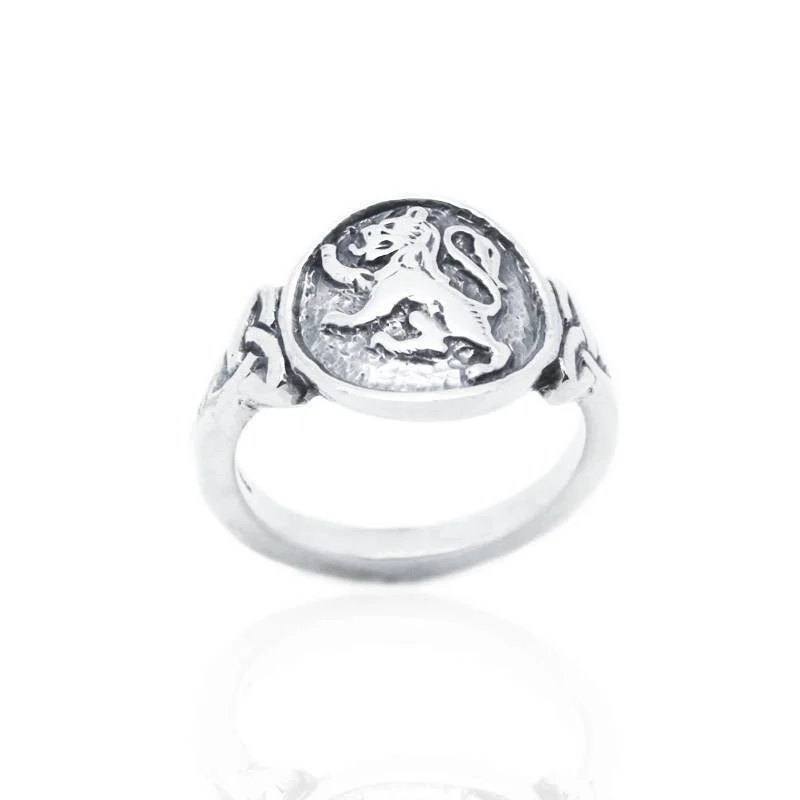 Gold Stacking Rings-Lion Rampant Ring in Silver