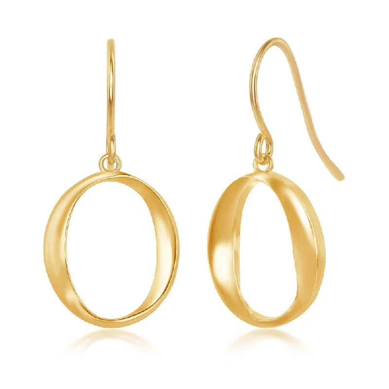 Ethnic Earrings-Sterling Silver Gold Plated O Dangling Earrings