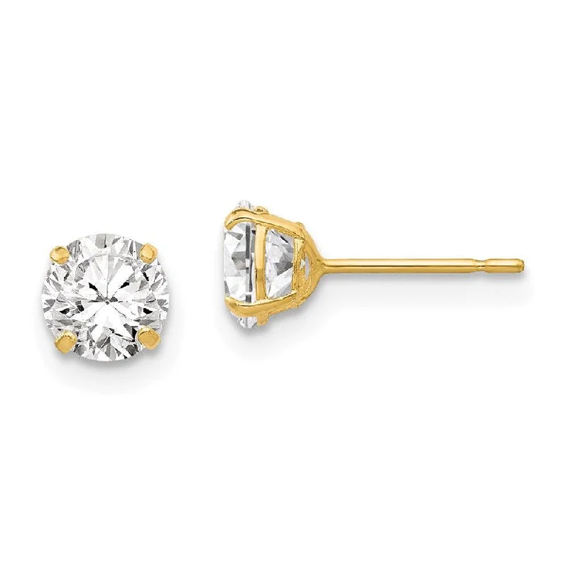 Silver and Gold Earrings-14k 5mm Round CZ Post Earrings