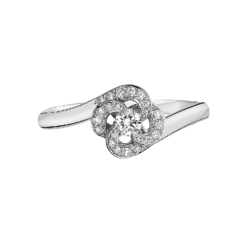 Delicate Silver Ring-Entwined Petal10 Engagement Ring - 18ct White Gold & 0.24ct Diamond