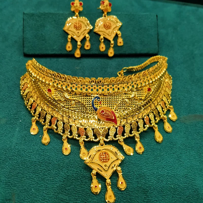 Luxury Gold Necklace-Pari Art Jewellery Forming Choker Necklace Set