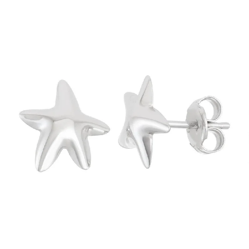 Turquoise Earrings-Sterling Silver Shiny Starfish Stud Earrings