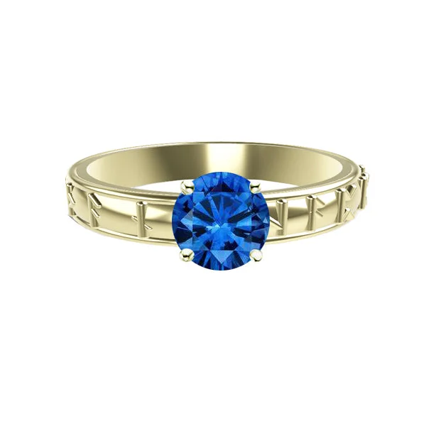 Black Diamond Ring-EDINBURGH LOVE RUNIC ENGAGEMENT RING WITH SAPPHIRE