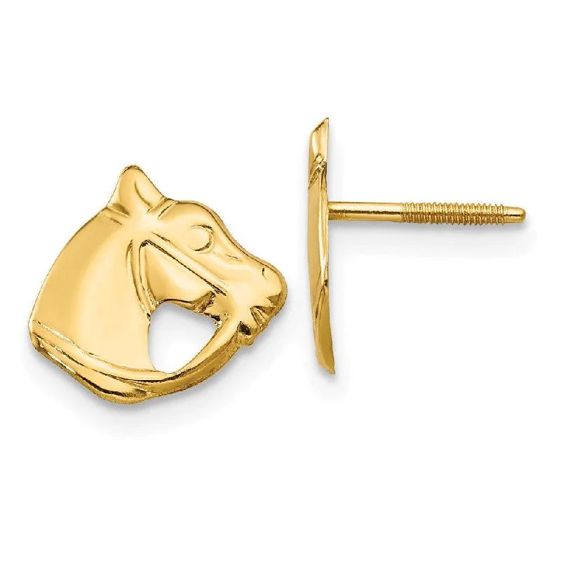 Bold Silver Earrings-Madi K Kid's 14k  Horse Head Earrings