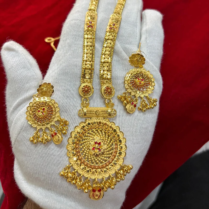 Vintage Gold Necklace-Pari Art Jewellery Forming Long Necklace Set