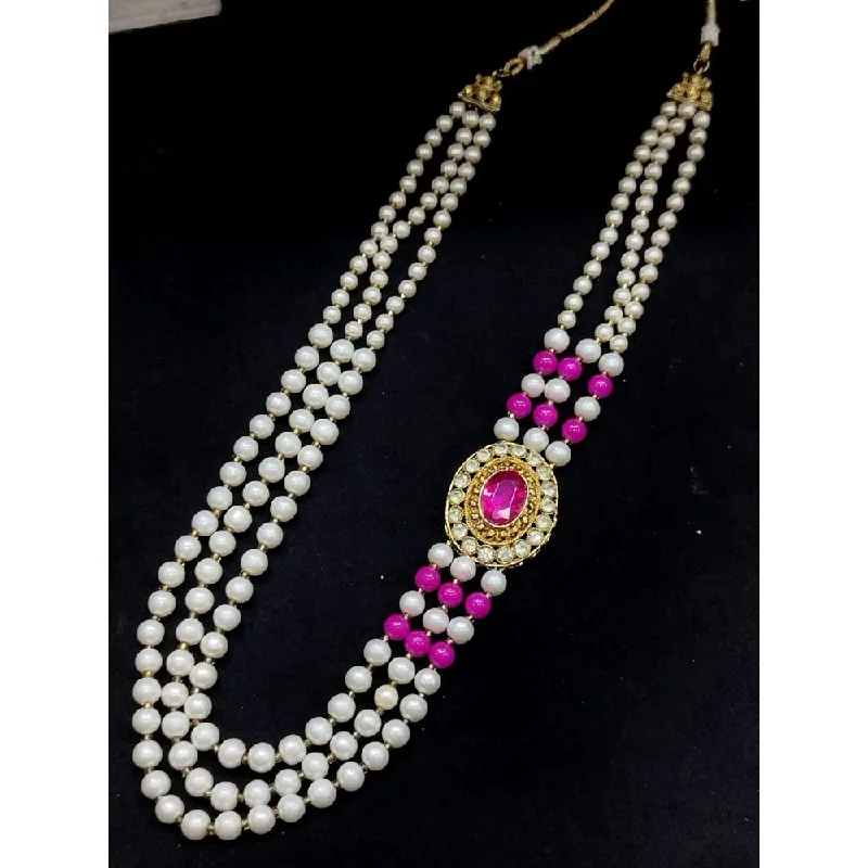 Silver Gemstone Necklace-Akruti Collection Pearl Long Necklace