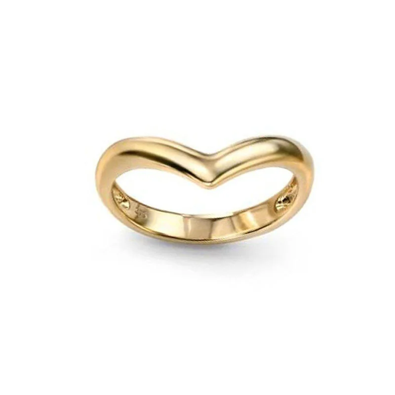 Romantic Heart Ring-Elegant Wishbone Ring in Yellow Gold