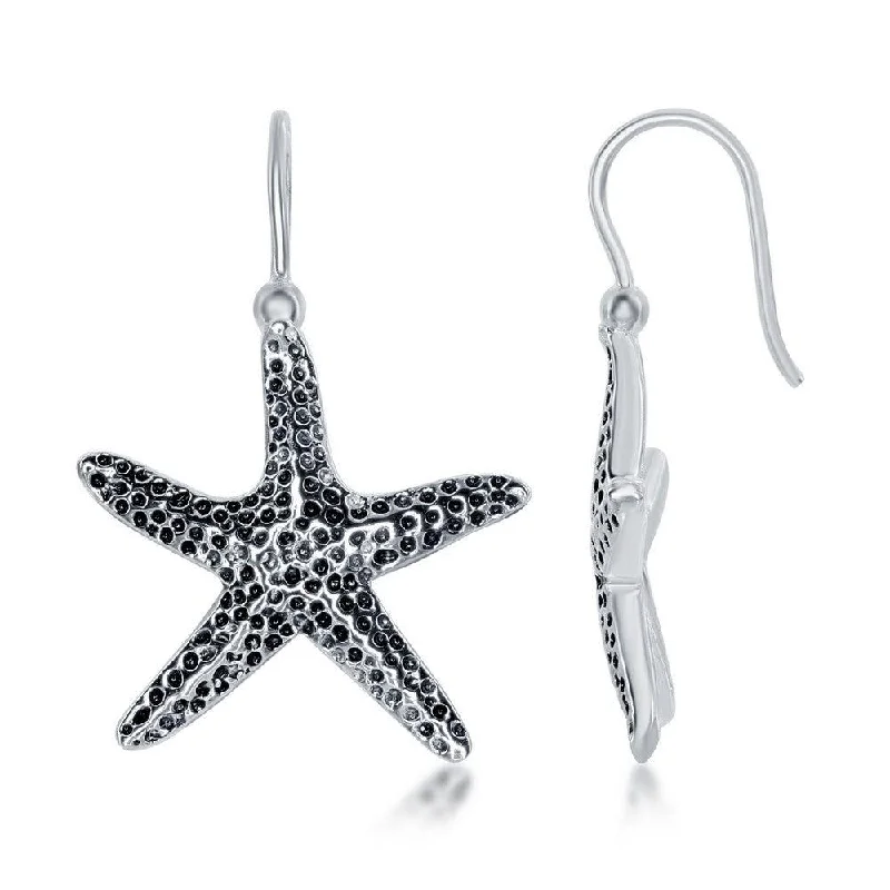 Cuff Style Earrings-Sterling Silver Starfish Earrings