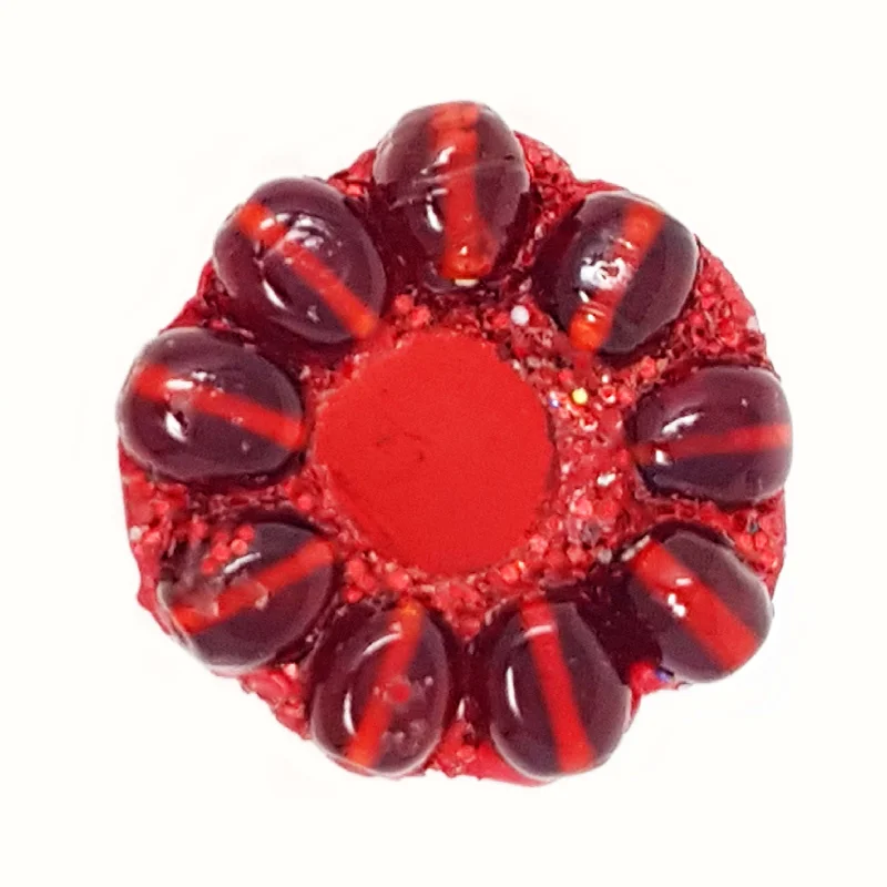 Birthstone Ring for Mom-RED ROUND FLOWER RING