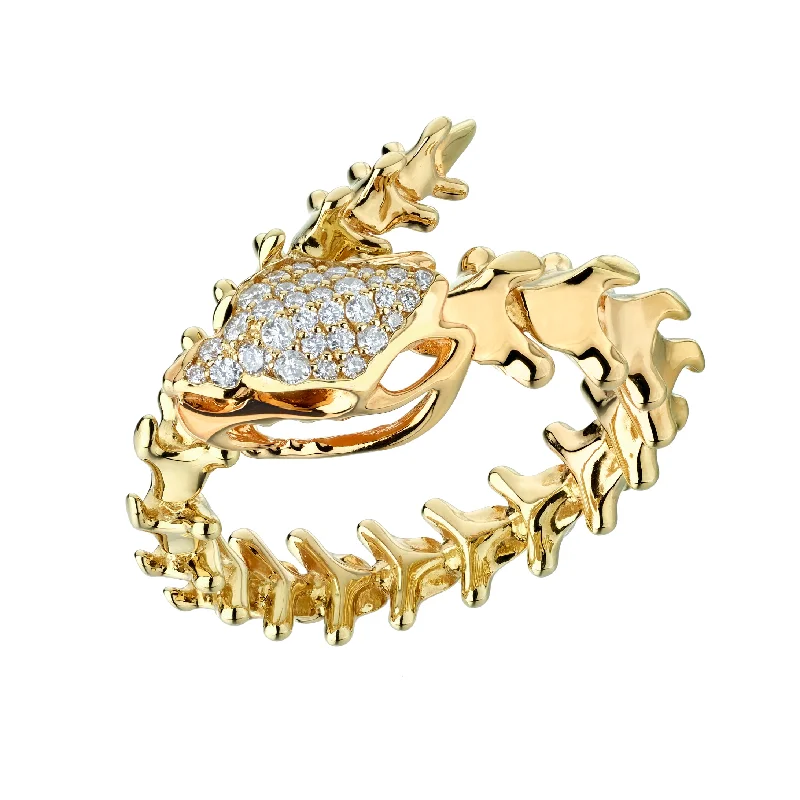 Fashion Diamond Ring-Serpent's Trace Wrap Ring - Yellow Gold Vermeil & Diamond PavÃ©