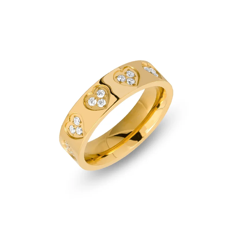 Designer Wedding Ring-Zirconia heart ring gold