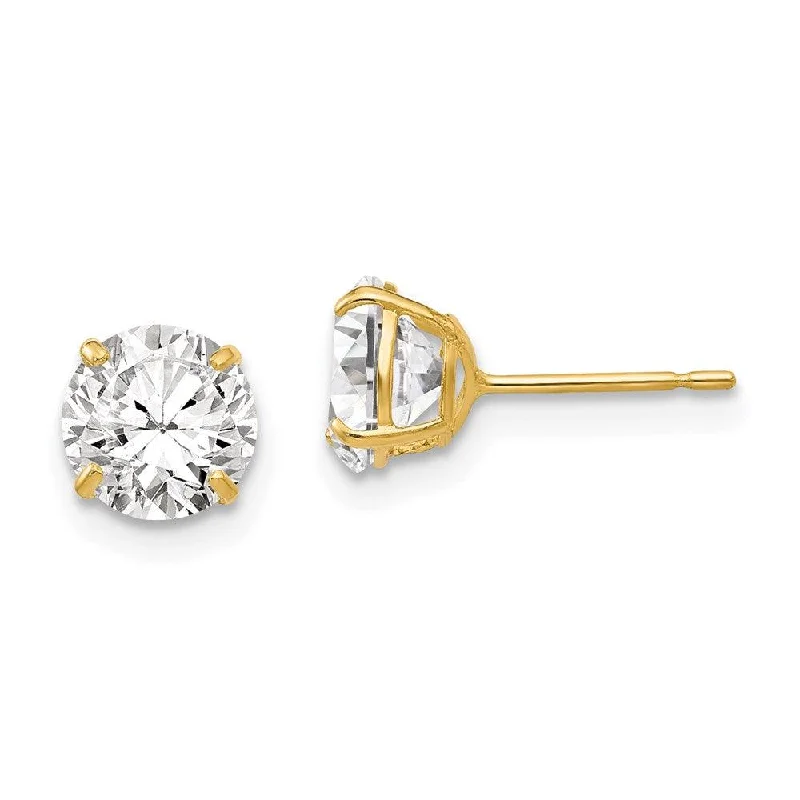 Wedding Diamond Earrings-14k 6mm Round CZ Post Earrings