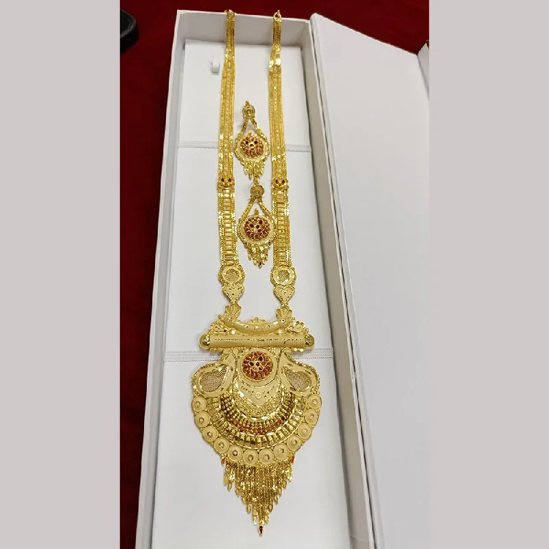 Simple Diamond Necklace-Pari Art Jewellery Forming Long Necklace Set